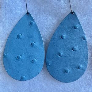 2.5” blue ostrich Leather Earrings